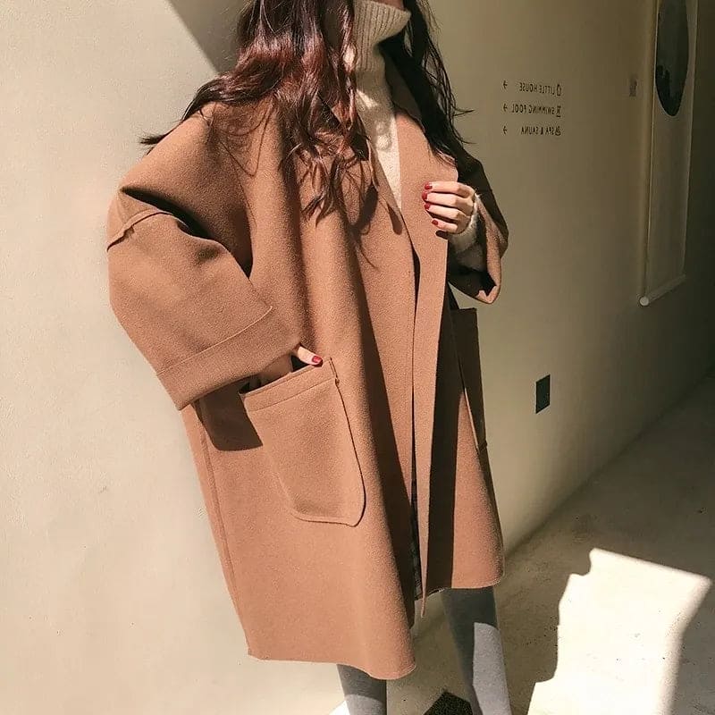 Oversized Wool Blend Trench Coat
