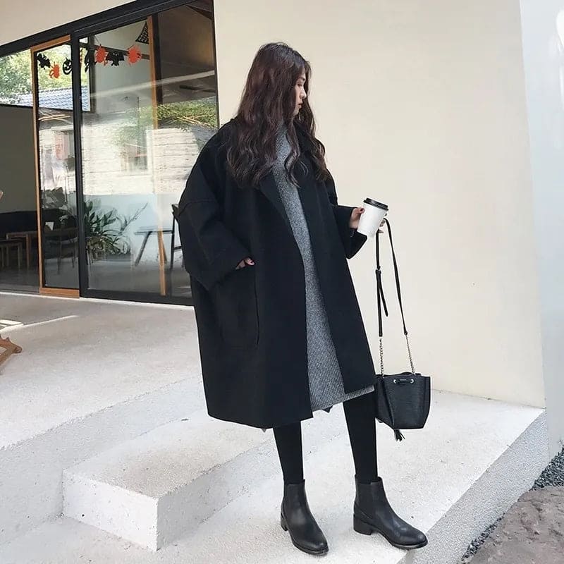 Oversized Wool Blend Trench Coat