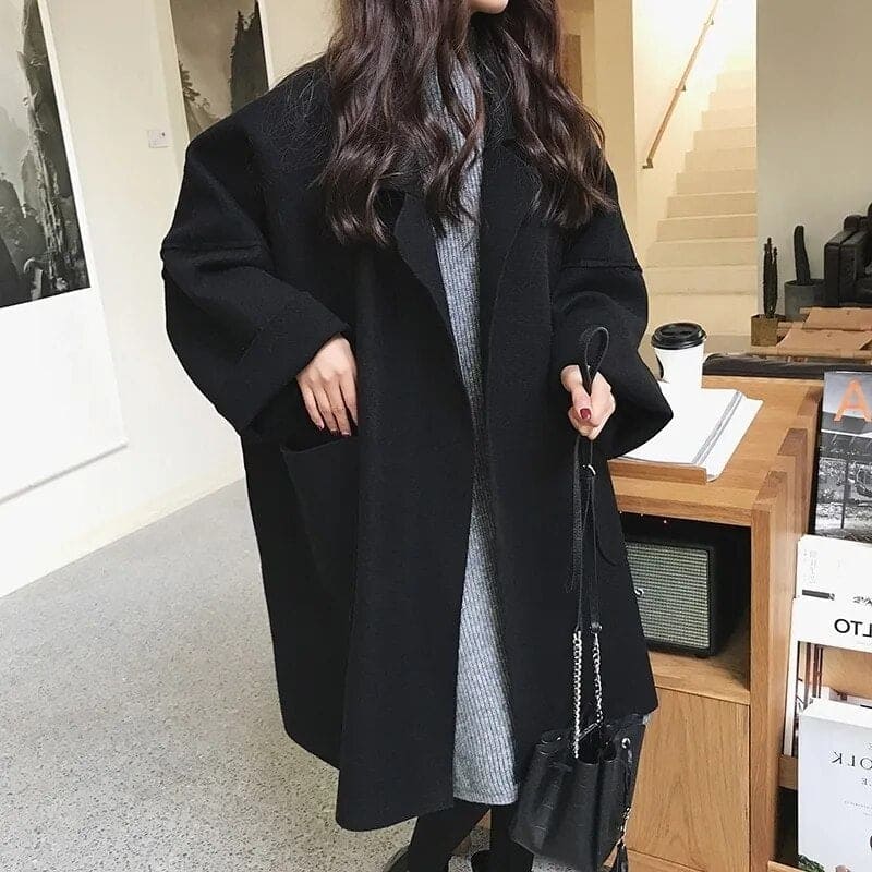 Oversized Wool Blend Trench Coat