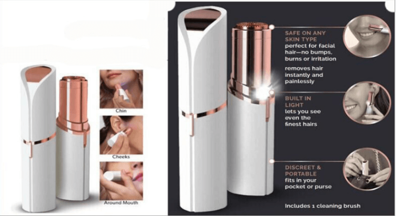 Pain-Free Hair Remover with LED - Shaped Like a Lipstick