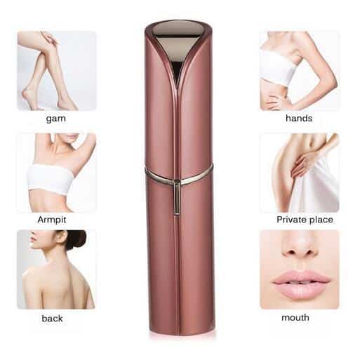 Pain-Free Hair Remover with LED - Shaped Like a Lipstick