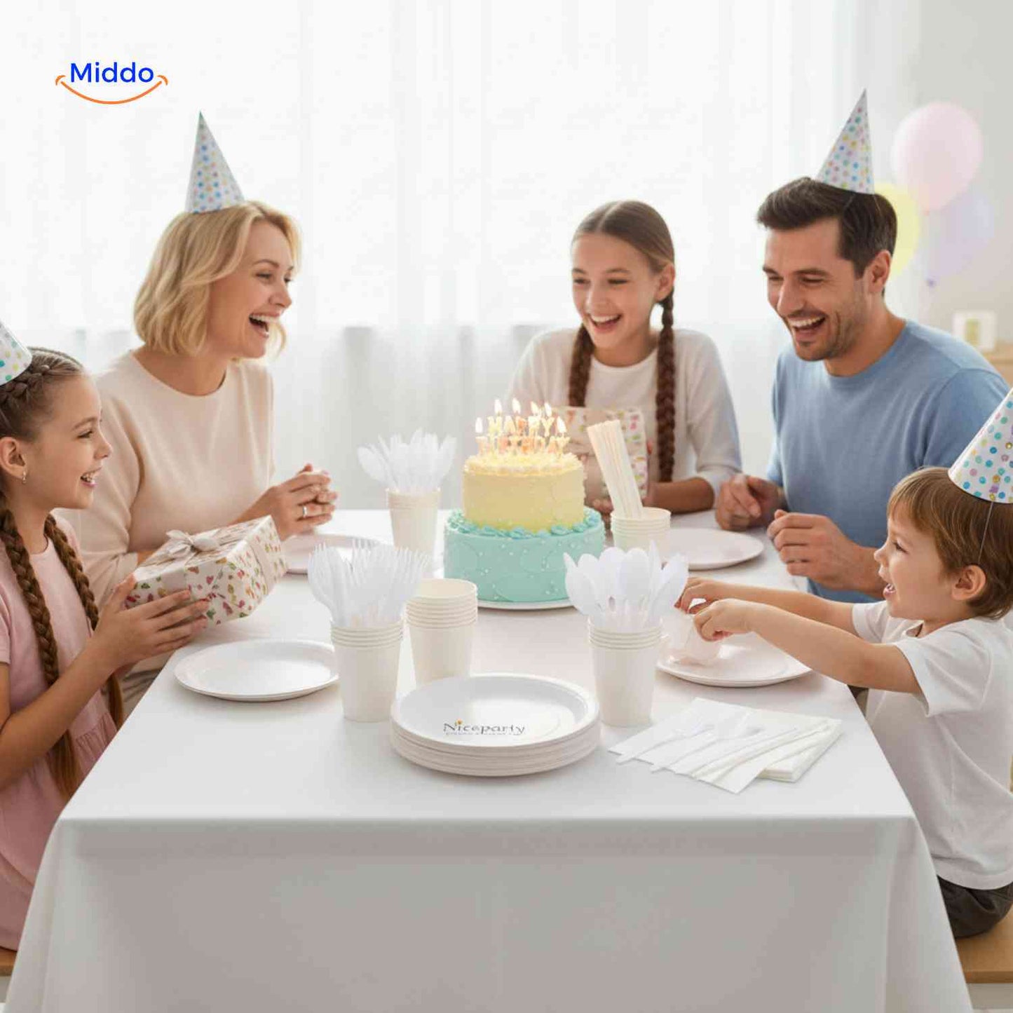PartyLux™ Tableware Set | 141-Piece Tableware Set, Plates, Cups, Cutlery & Tablecloth