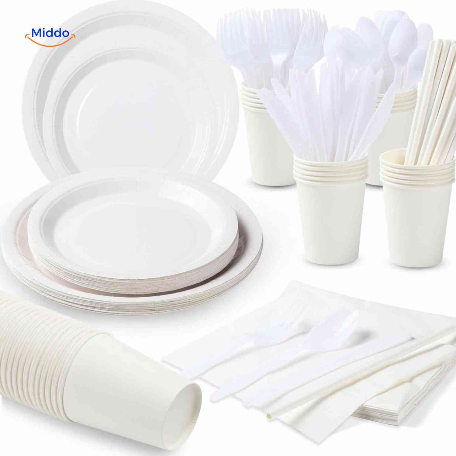 PartyLux™ Tableware Set | 141-Piece Tableware Set, Plates, Cups, Cutlery & Tablecloth