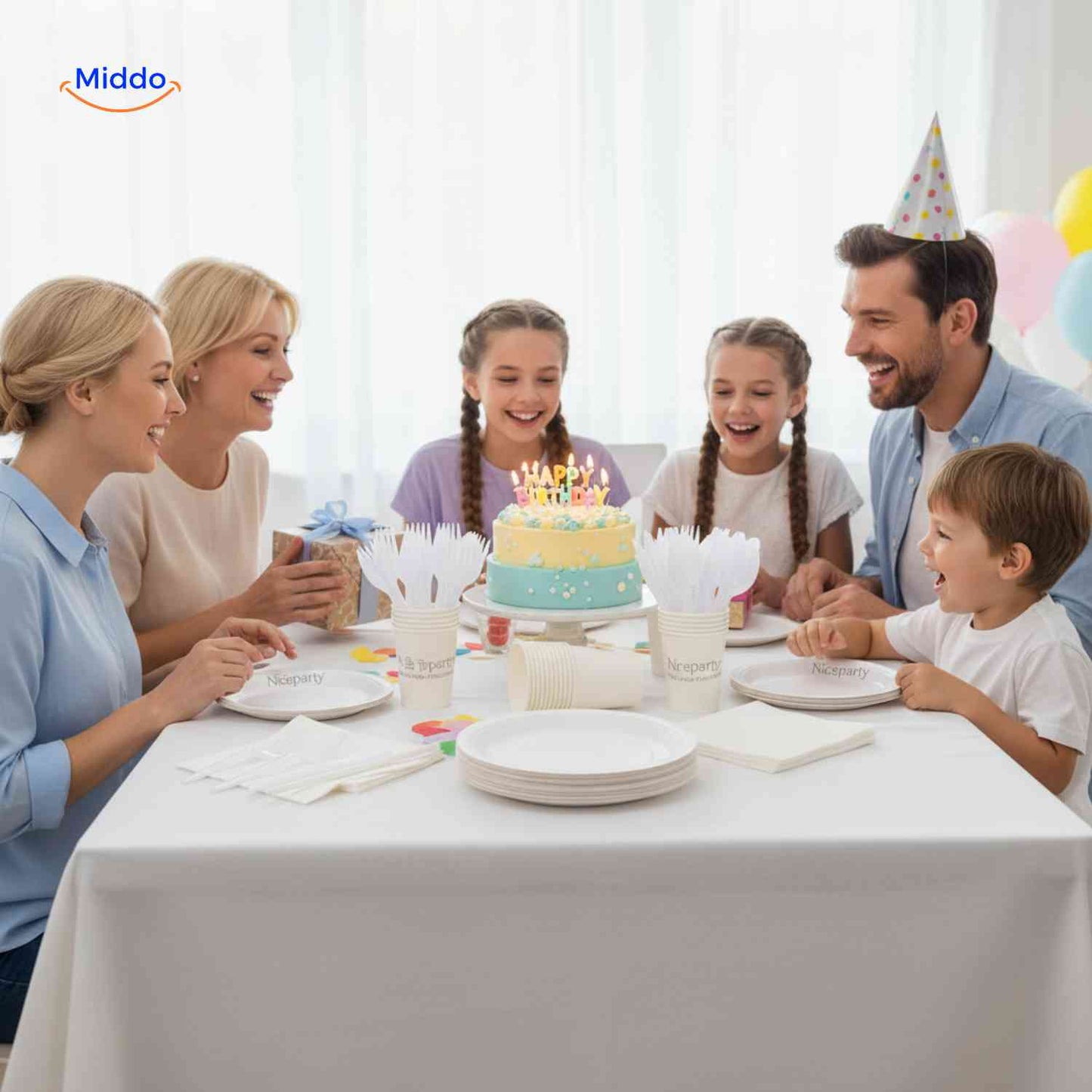 PartyLux™ Tableware Set | 141-Piece Tableware Set, Plates, Cups, Cutlery & Tablecloth