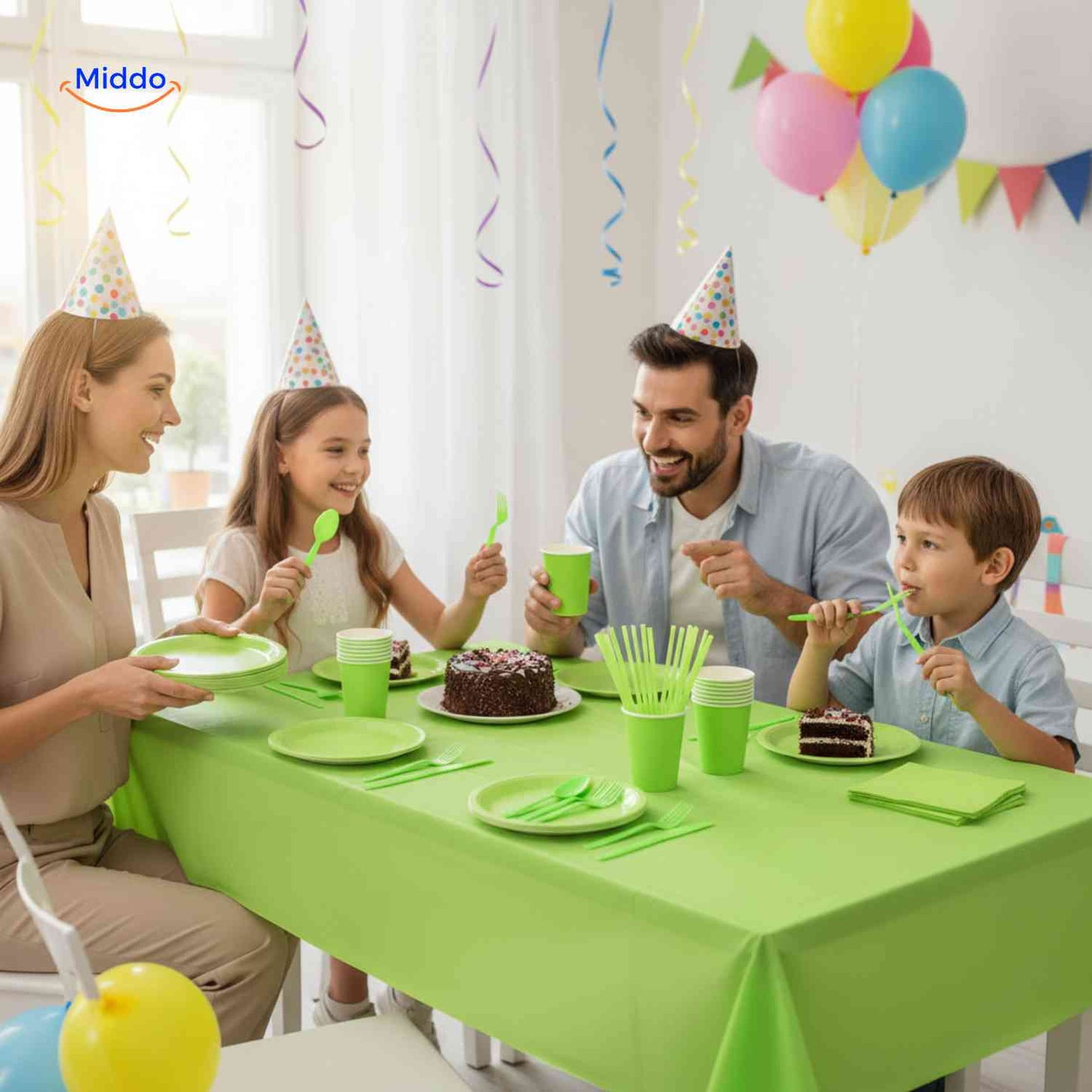PartyLux™ Tableware Set | 141-Piece Tableware Set, Plates, Cups, Cutlery & Tablecloth