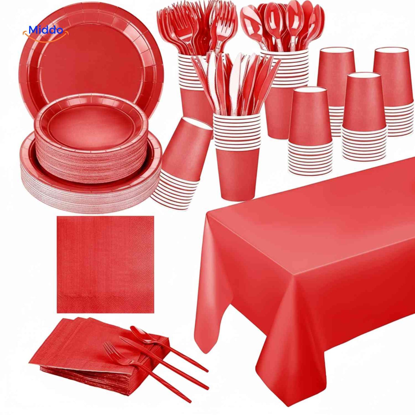 PartyLux™ Tableware Set | 141-Piece Tableware Set, Plates, Cups, Cutlery & Tablecloth