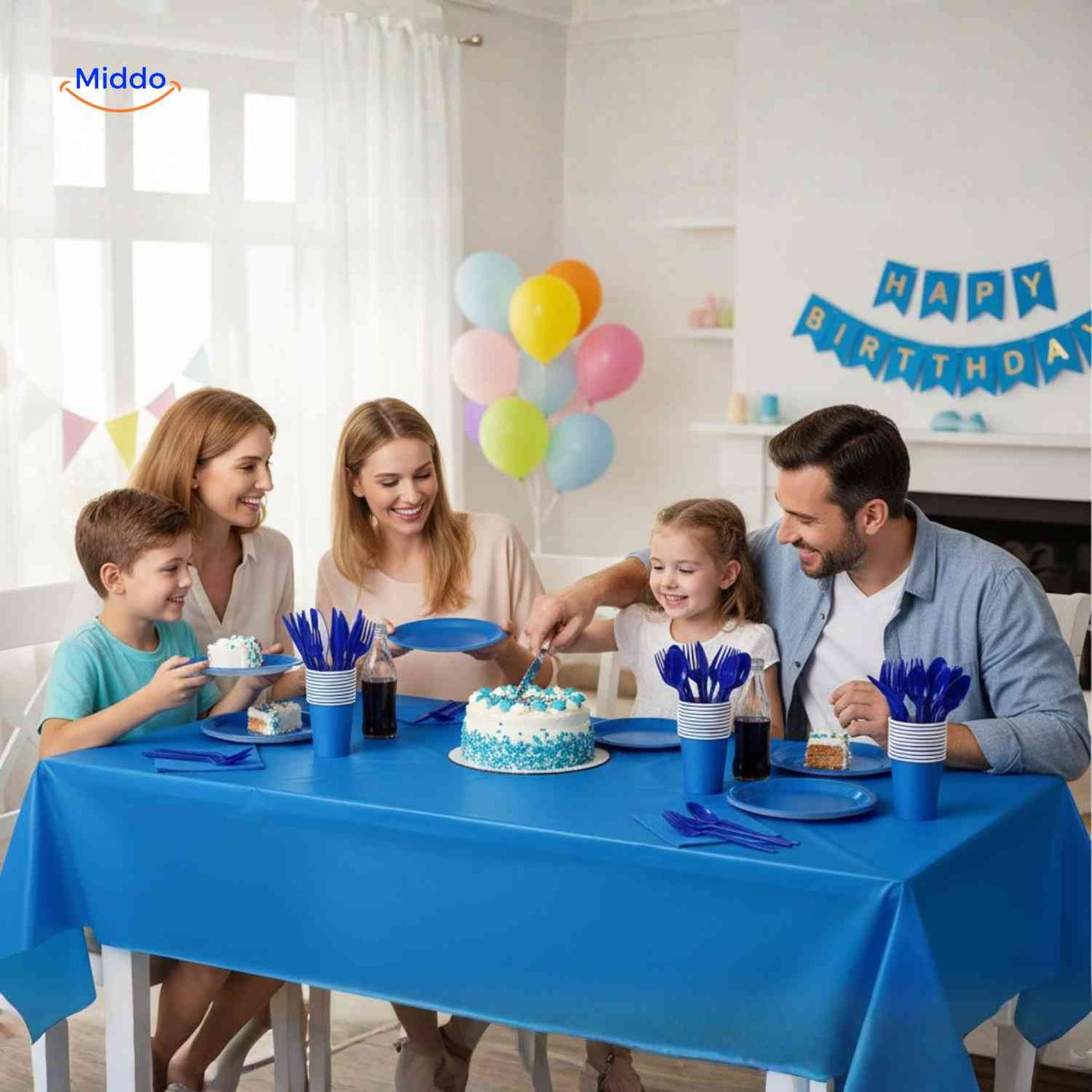 PartyLux™ Tableware Set | 141-Piece Tableware Set, Plates, Cups, Cutlery & Tablecloth