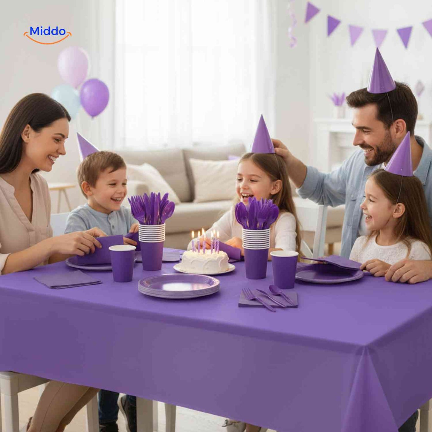 PartyLux™ Tableware Set | 141-Piece Tableware Set, Plates, Cups, Cutlery & Tablecloth