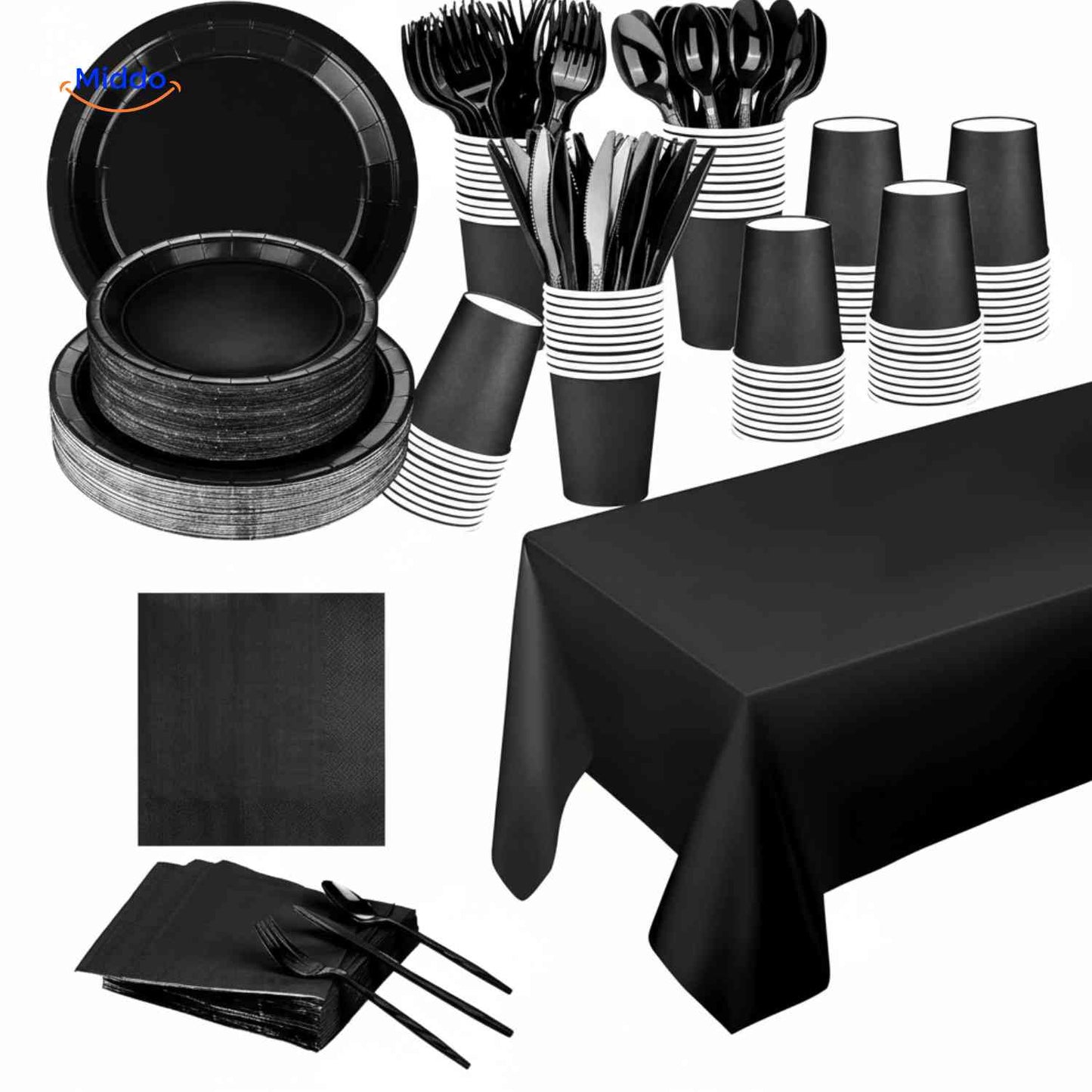 PartyLux™ Tableware Set | 141-Piece Tableware Set, Plates, Cups, Cutlery & Tablecloth