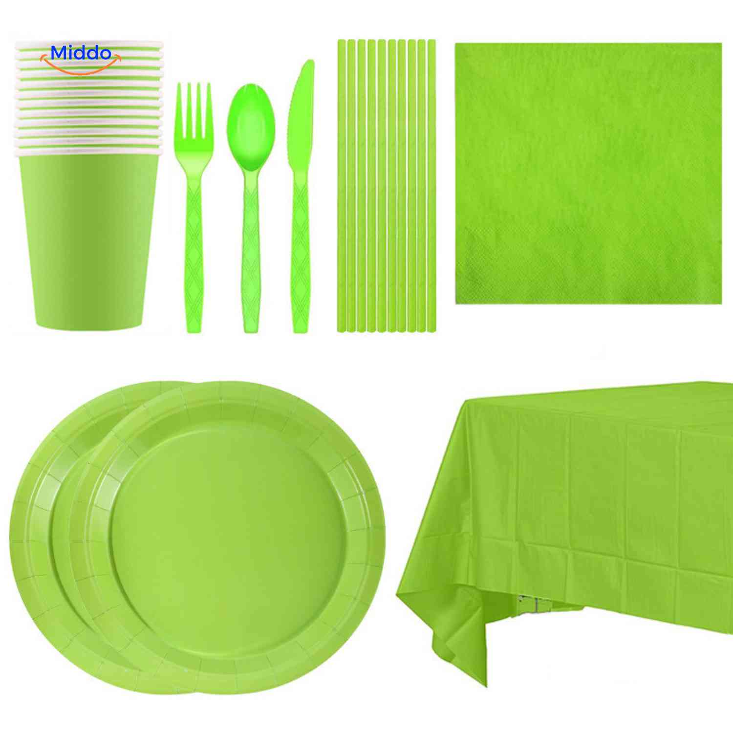 PartyLux™ Tableware Set | 141-Piece Tableware Set, Plates, Cups, Cutlery & Tablecloth