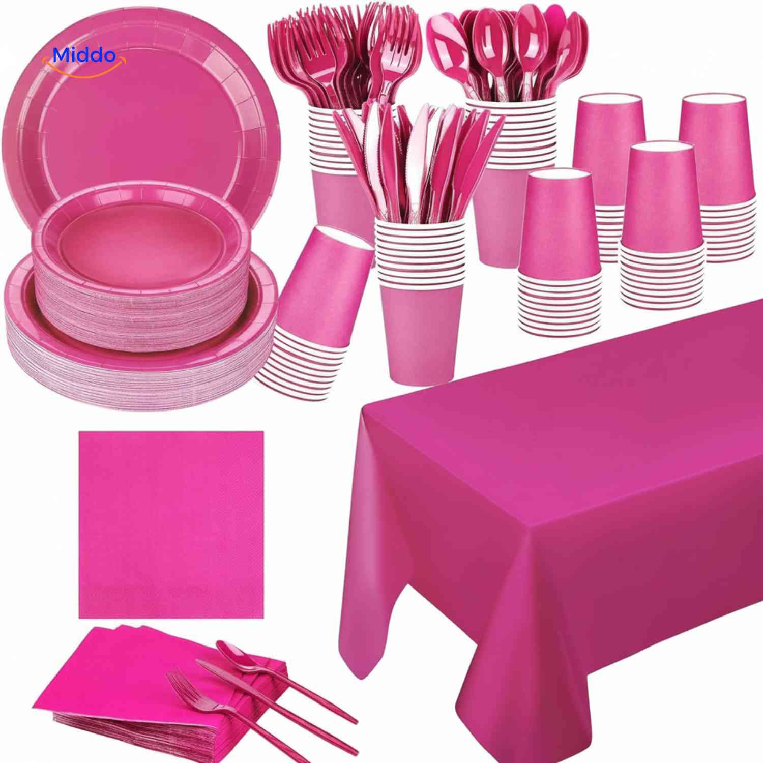 PartyLux™ Tableware Set | 141-Piece Tableware Set, Plates, Cups, Cutlery & Tablecloth