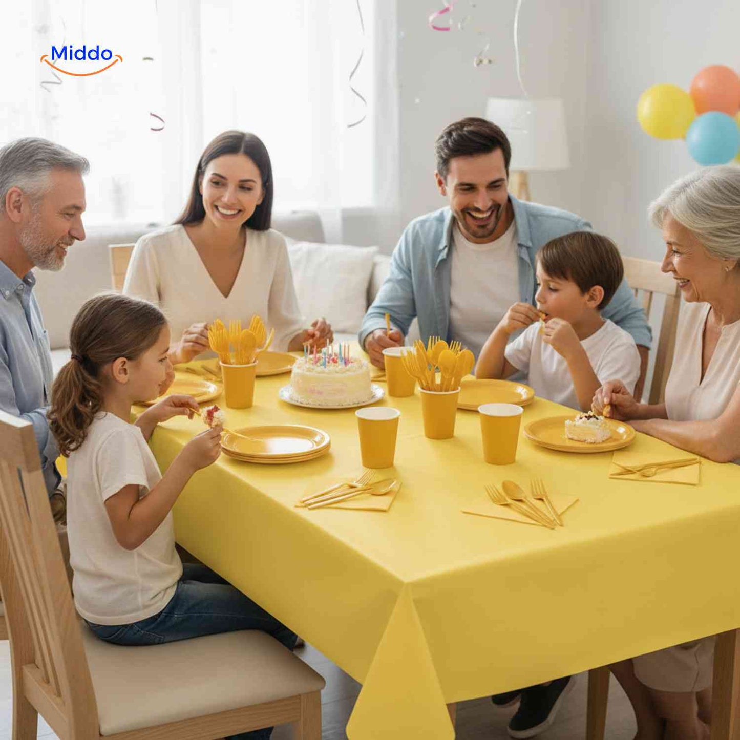PartyLux™ Tableware Set | 141-Piece Tableware Set, Plates, Cups, Cutlery & Tablecloth