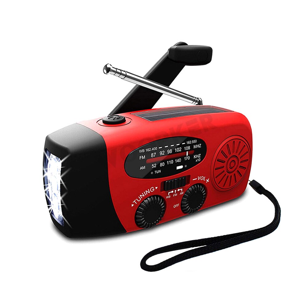 Portable Emergency Solar Hand Crank Radio with NOAA Weather Alerts