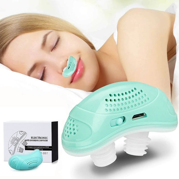 Portable Micro CPAP Device for Snoring Elimination – Quiet and Compact, Light Green with Silicone Tips