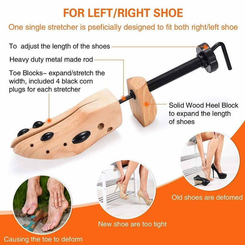Professional Shoe Stretcher | Expands Length & Width | Includes Bunion Plugs
