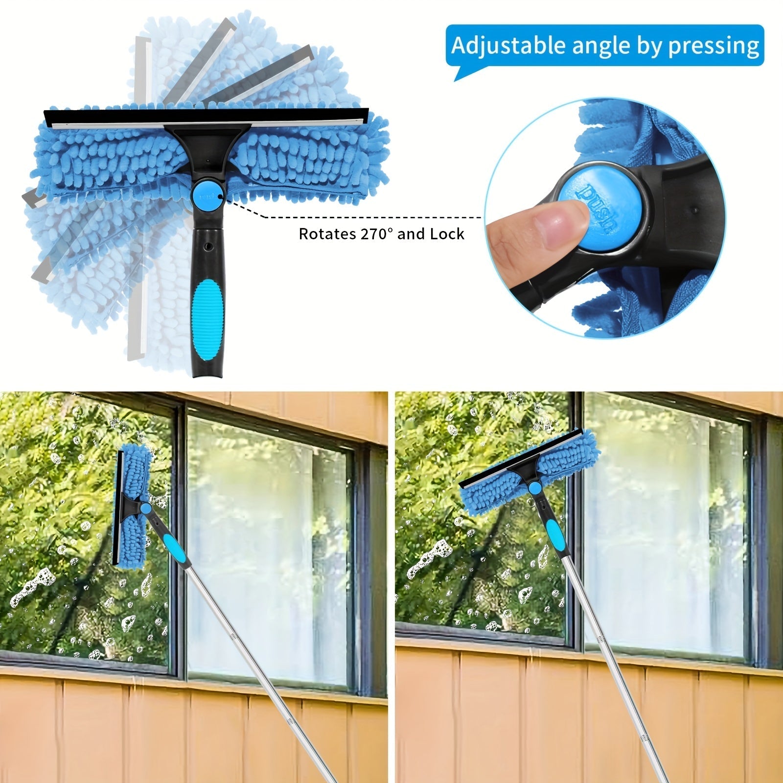 Professional Telescopic Window Cleaner - Streak-Free Windows