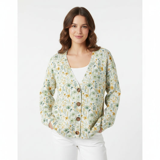 Women's Floral Button-Down Cardigan