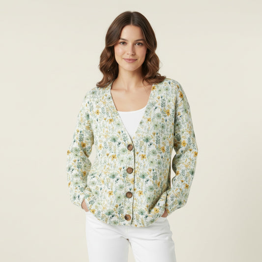 Women's Floral Button-Down Cardigan 