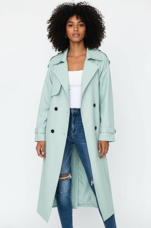 Women's Double-Breasted Long Trench Coat