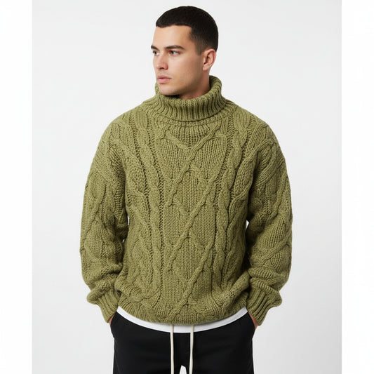 Men's Turtleneck Cable Knit Sweater