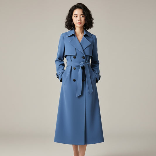 Women's Belted Double Breasted Trench Coat 
