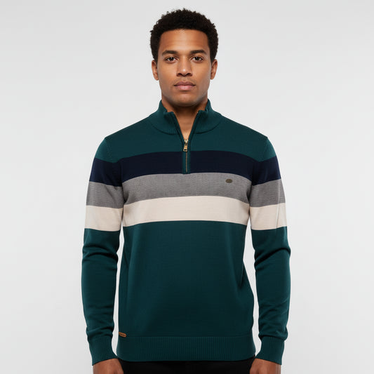 Men's Quarter-Zip Striped Sweater 
