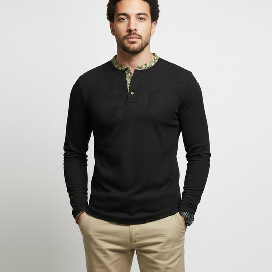 Men's Long-Sleeve Henley T-Shirt 