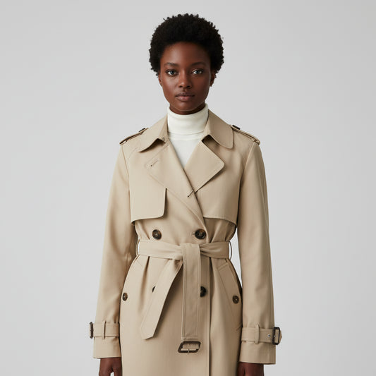 Women's Double-Breasted Belted Trench Coat 