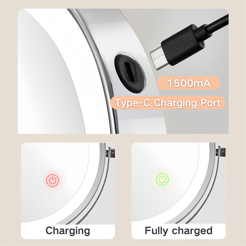 Rechargeable Wall Mounted Shaving Mirror with LED Lights