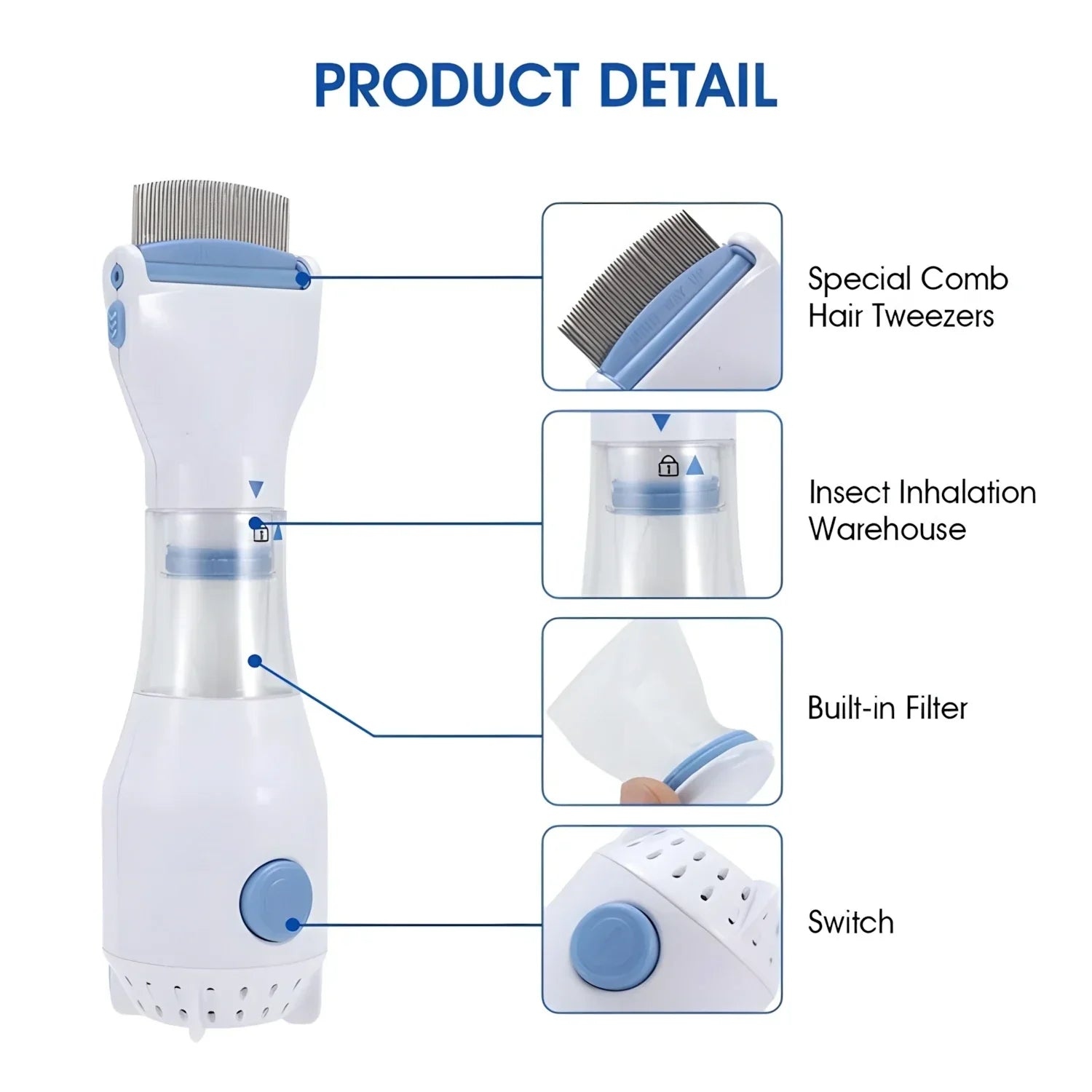 Rose® LiceCollector - Safe and Easy Electric Lice Removal Comb