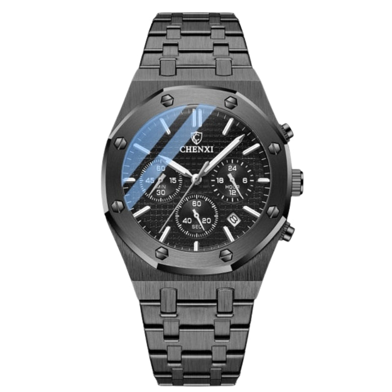Round Dial Watch with Adjustable Steel Strap