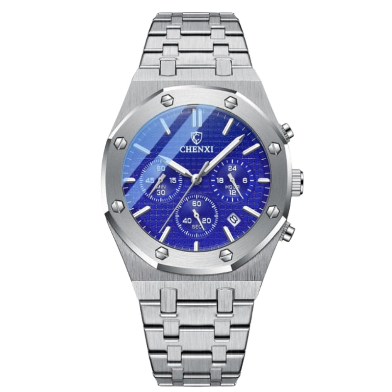 Round Dial Watch with Adjustable Steel Strap