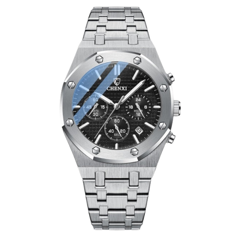 Round Dial Watch with Adjustable Steel Strap
