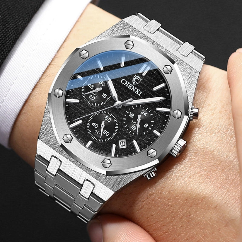 Round Dial Watch with Adjustable Steel Strap