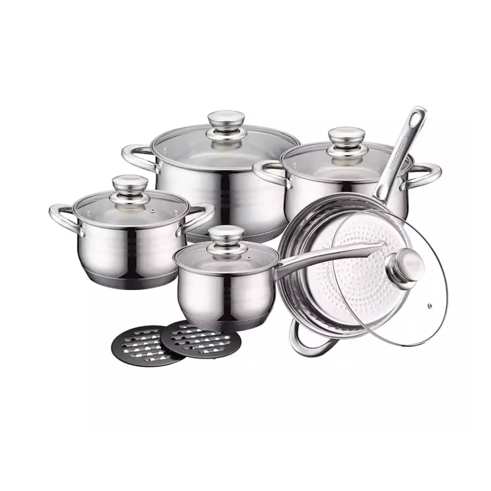 Royalty Line Cookware Set in Stainless Steel (12 Pieces)