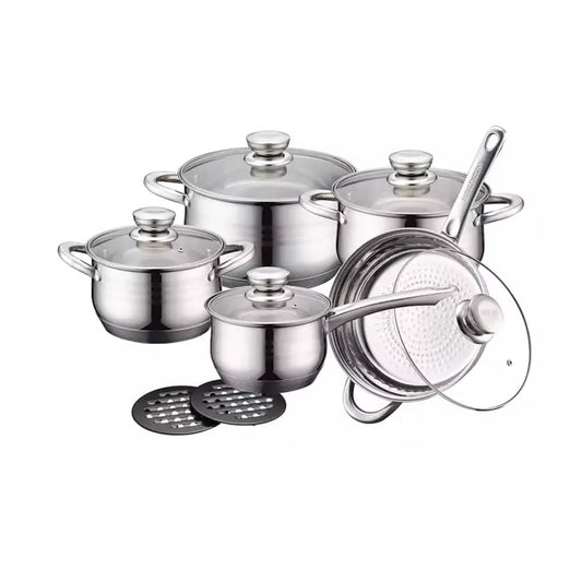 Royalty Line Cookware Set in Stainless Steel (12 Pieces)
