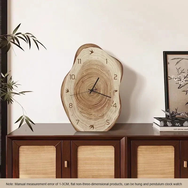 Rustic Annual Ring Clock with Natural Wood-Inspired Design
