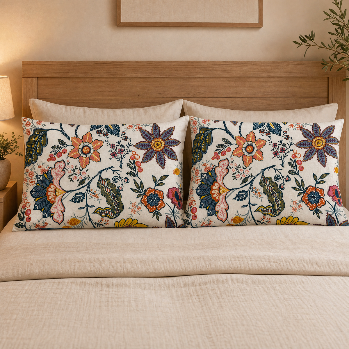 Rustic Floral Cushion Covers - Set of 2