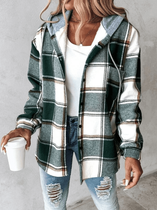Women's Plaid Hooded Jacket - Image 1