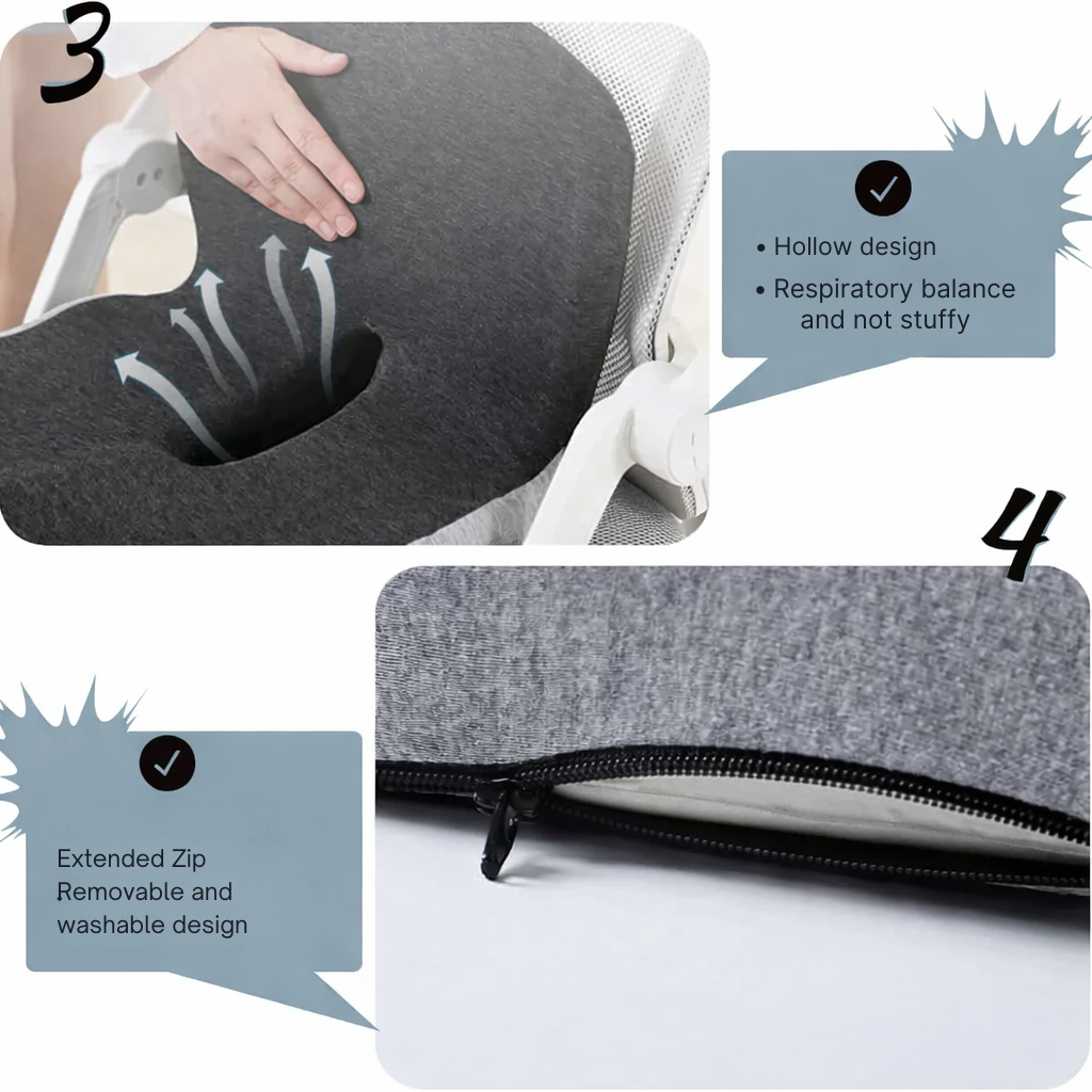 Seat Cushion | Ergonomic Memory Foam Seat Cushion | Pressure Relief & Non-Slip | ErgoComfort