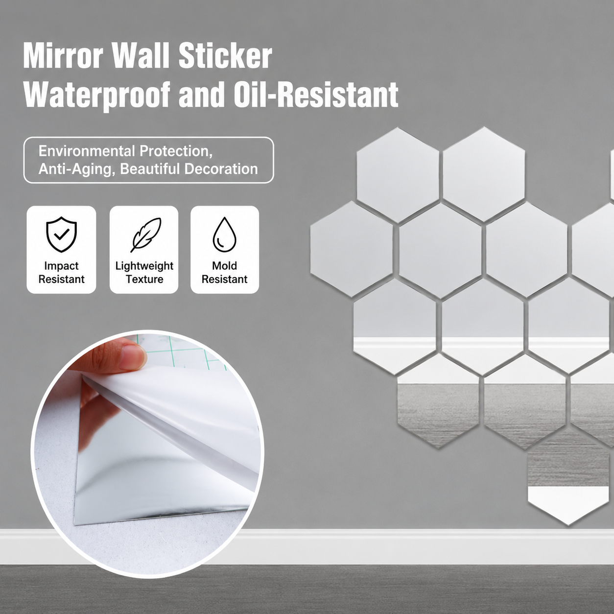 Self-Adhesive Mirror Film | Shatterproof & Customizable | Crystal Clear | VivaShield
