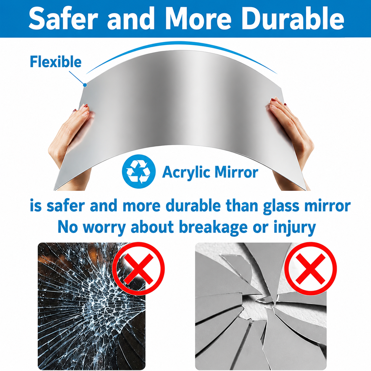 Self-Adhesive Mirror Film | Shatterproof & Customizable | Crystal Clear | VivaShield