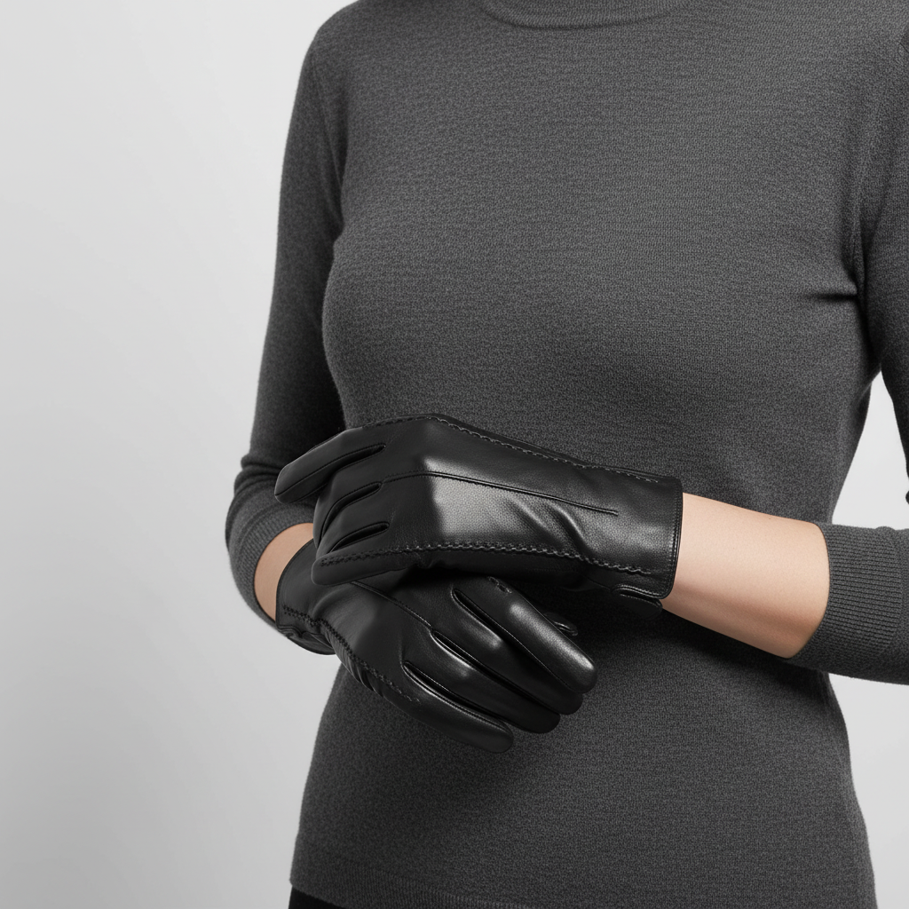 Short Vegan Leather Gloves