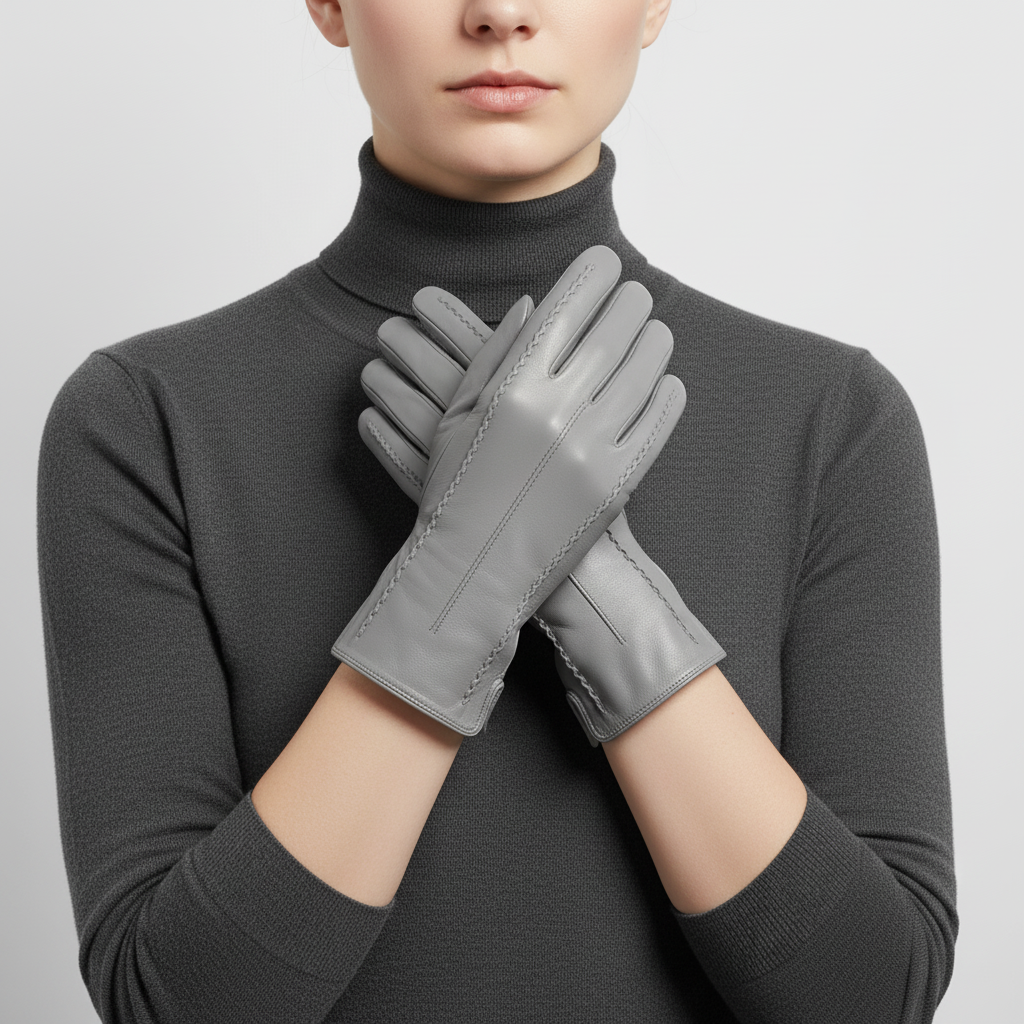 Short Vegan Leather Gloves