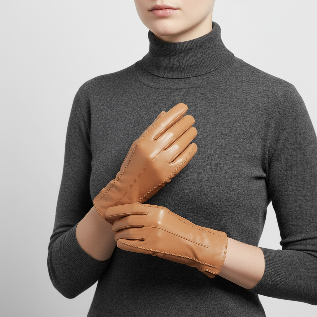 Short Vegan Leather Gloves