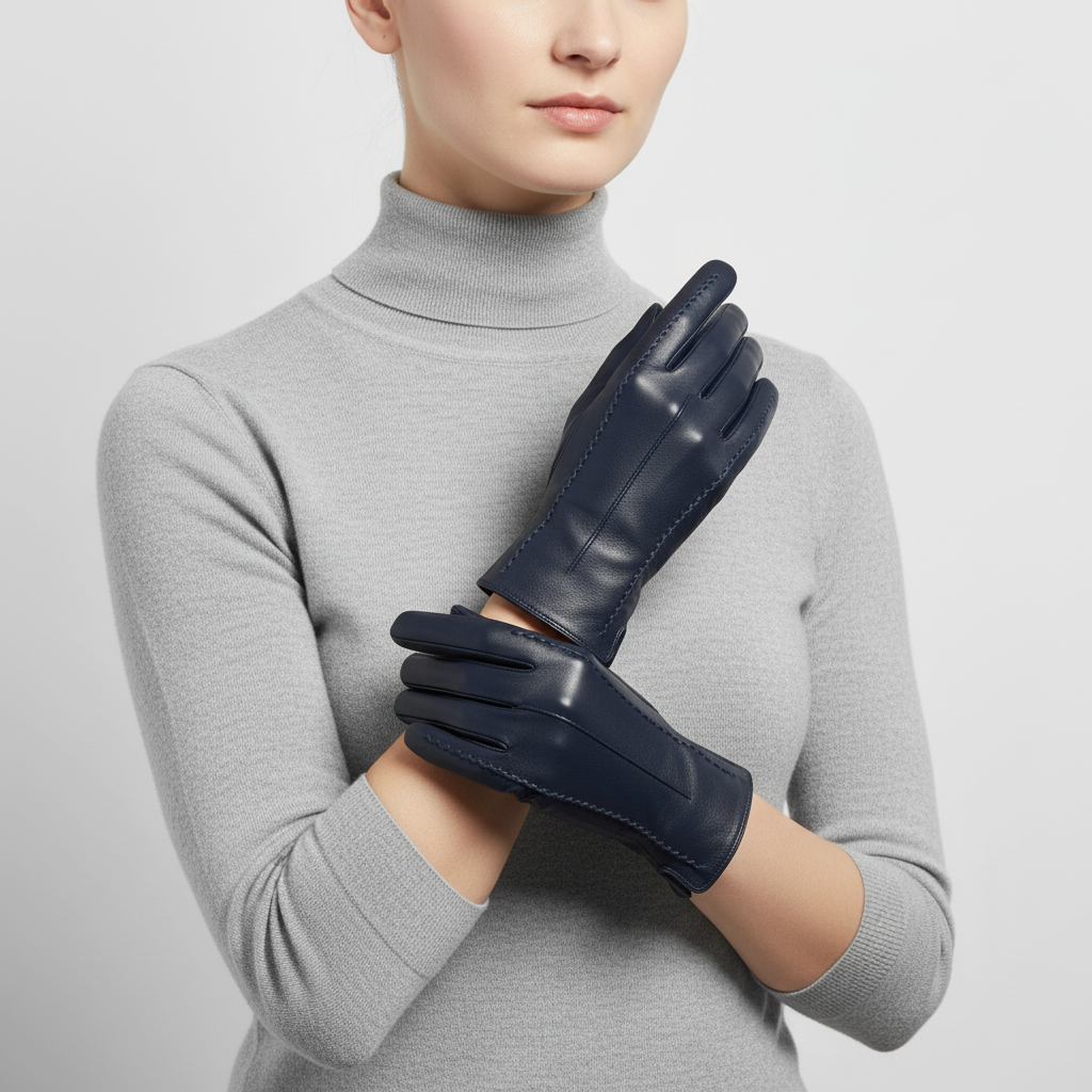 Short Vegan Leather Gloves