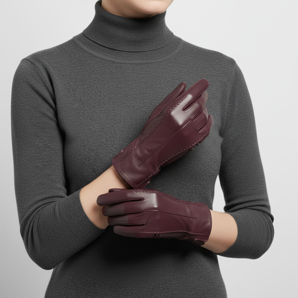 Short Vegan Leather Gloves