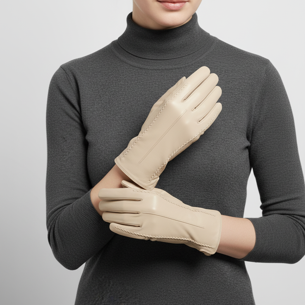 Short Vegan Leather Gloves