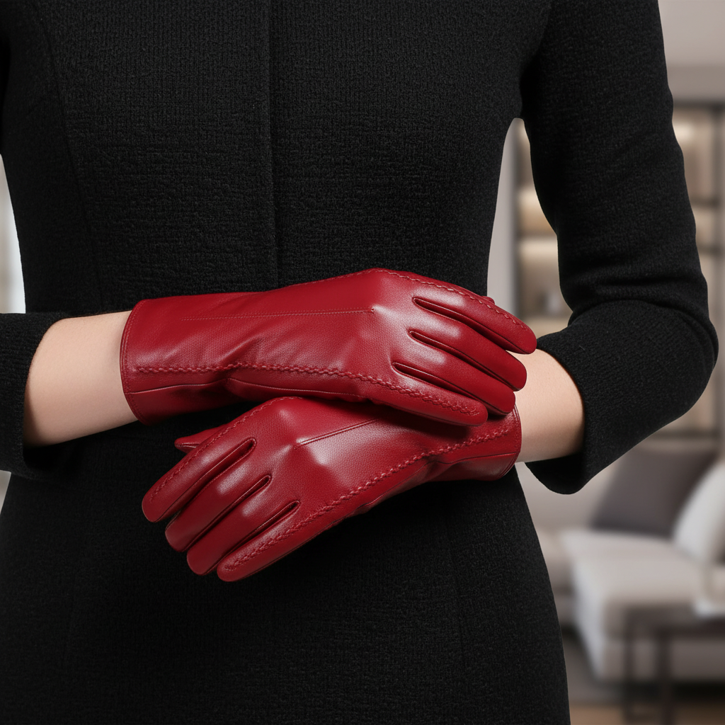 Short Vegan Leather Gloves