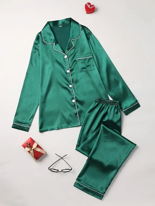 Silk Women's Nightwear Set with Loose Fit and Elegant Design
